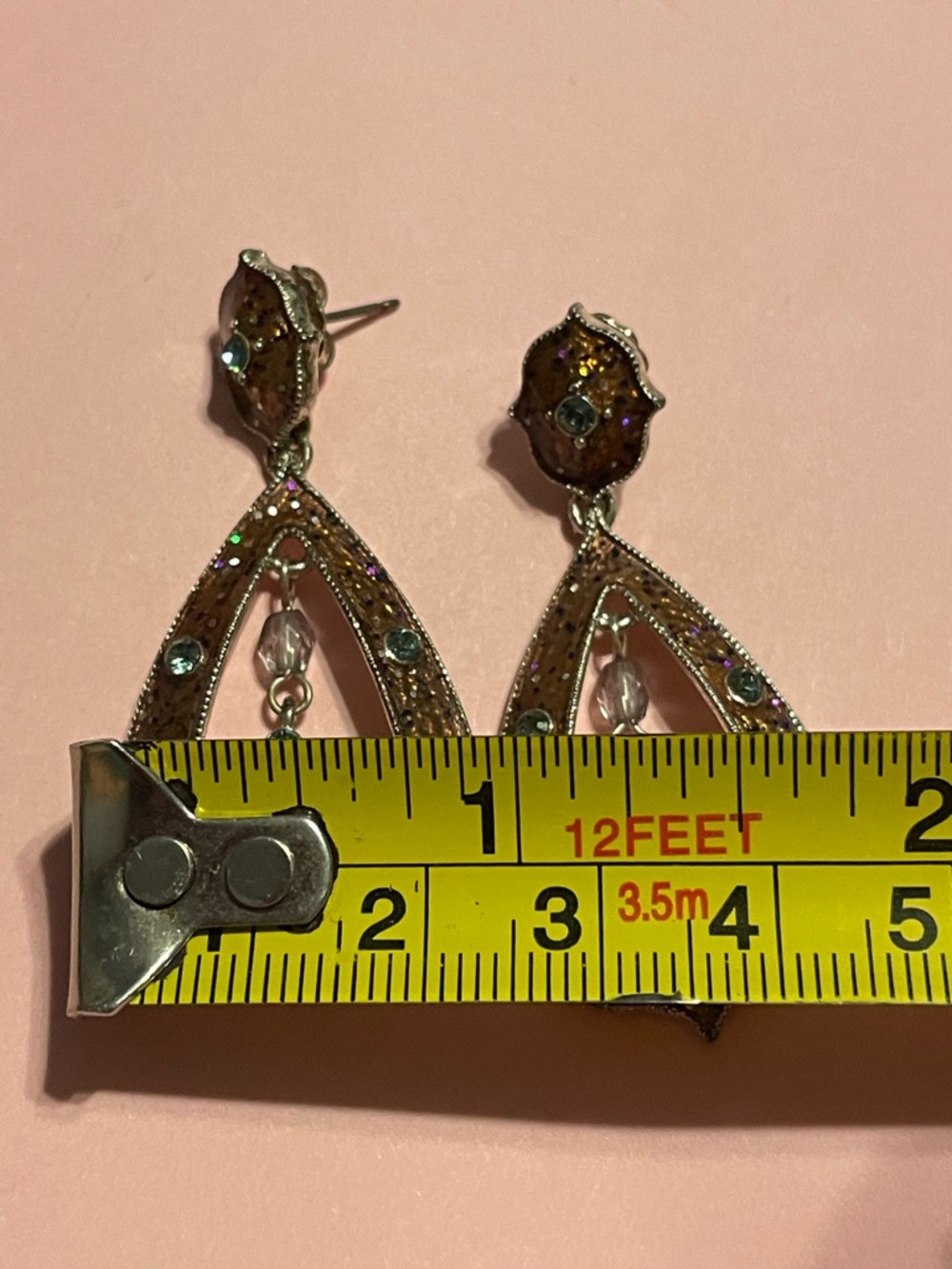 Avon Costume Enamel Rhinestone Pierced Earrings  #7997 - Picture 3 of 4